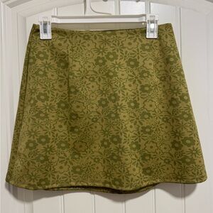 Altar'd State Olive Floral Mini Skirt